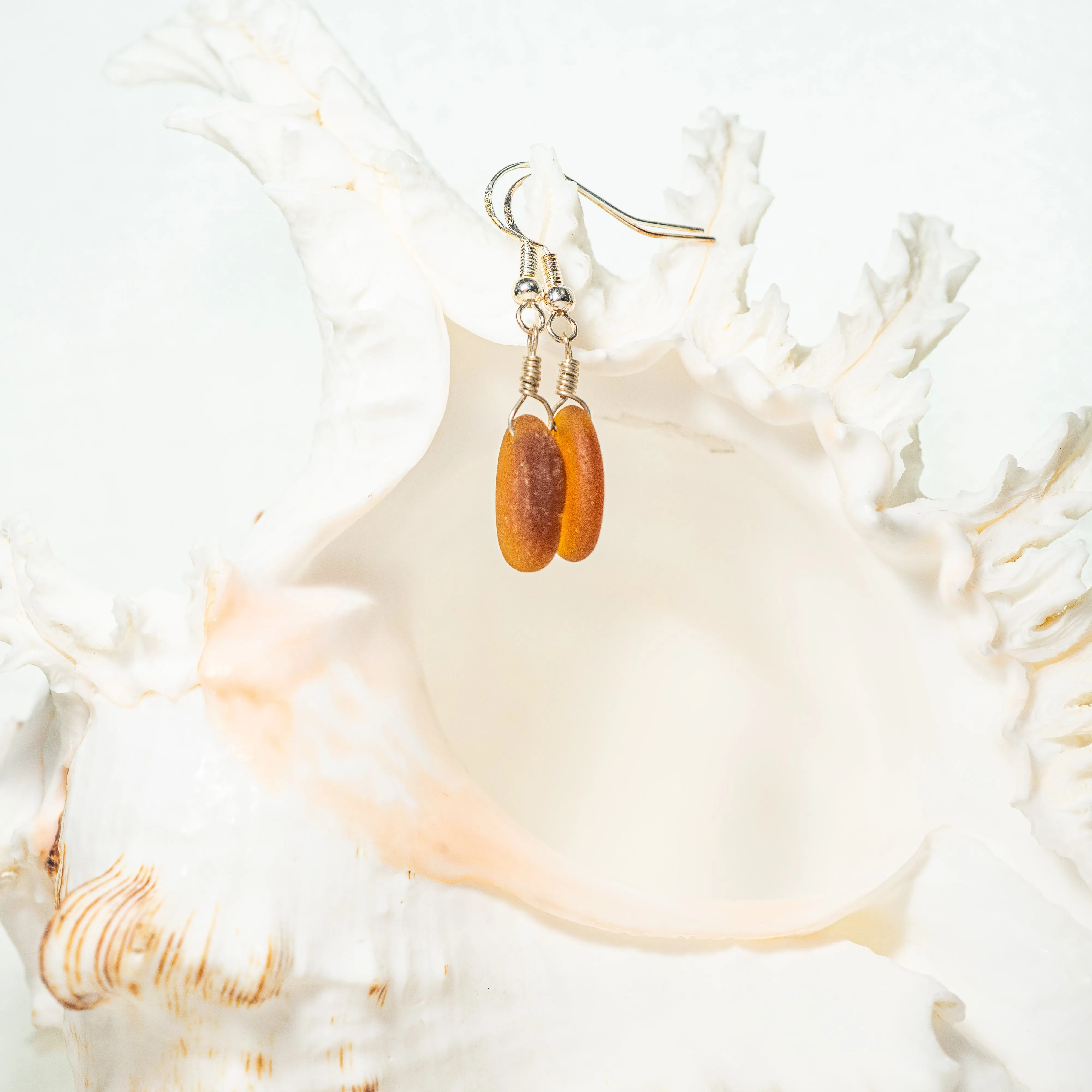 Awesome Amber Sea Glass Earrings
