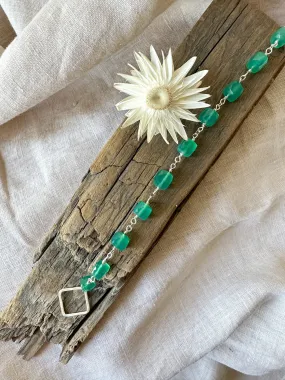 B2313 - sterling silver green onyx bracelet