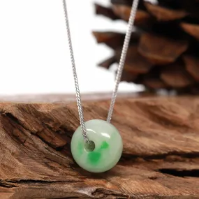 Baikalla™ "Good Luck Button" Necklace Rich Green Jade Lucky KouKou Pendant Necklace