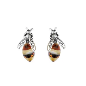 Baltic Amber Bee Stud Earrings