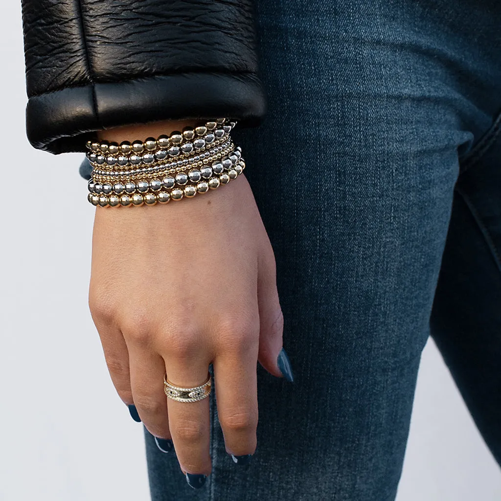 Beaded Brass Ball Bracelet ~ 6mm Silver