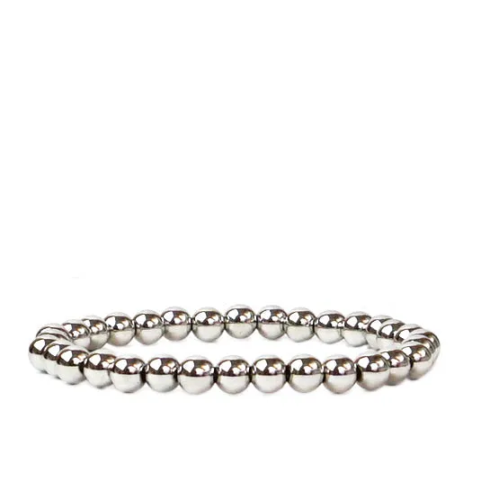 Beaded Brass Ball Bracelet ~ 6mm Silver