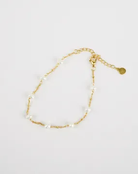 Beaded Chain Link Pearl Bracelet