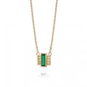 Beloved Green Onyx Baguette Sterling Silver Necklace JN05_SLV