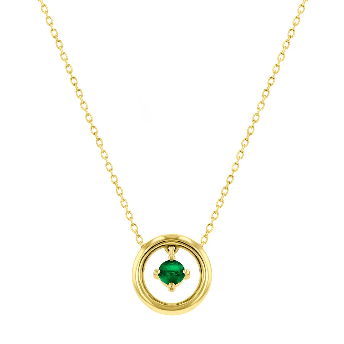 Bijou Collection Emerald Circle Pendant | 9K Yellow Gold