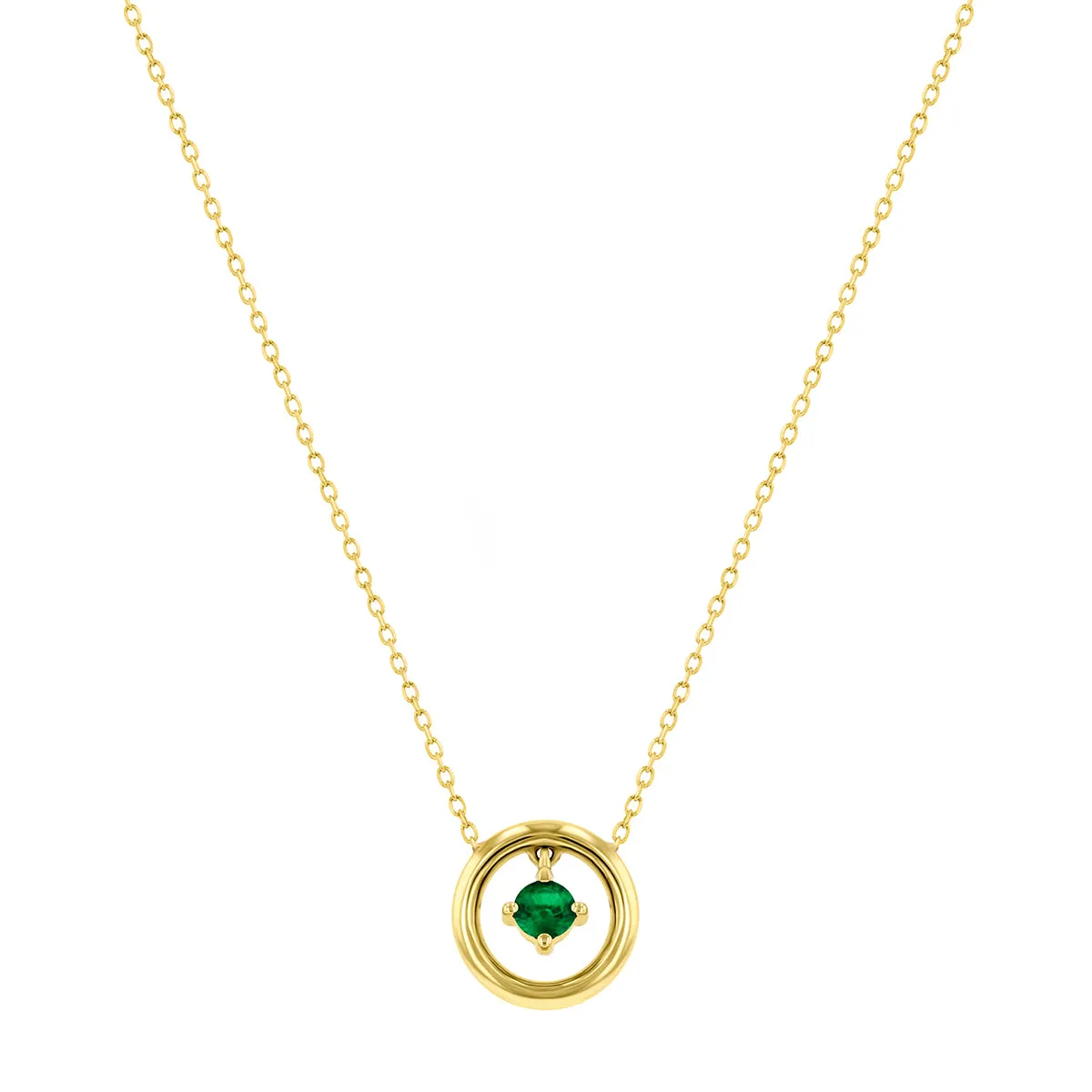 Bijou Collection Emerald Circle Pendant | 9K Yellow Gold