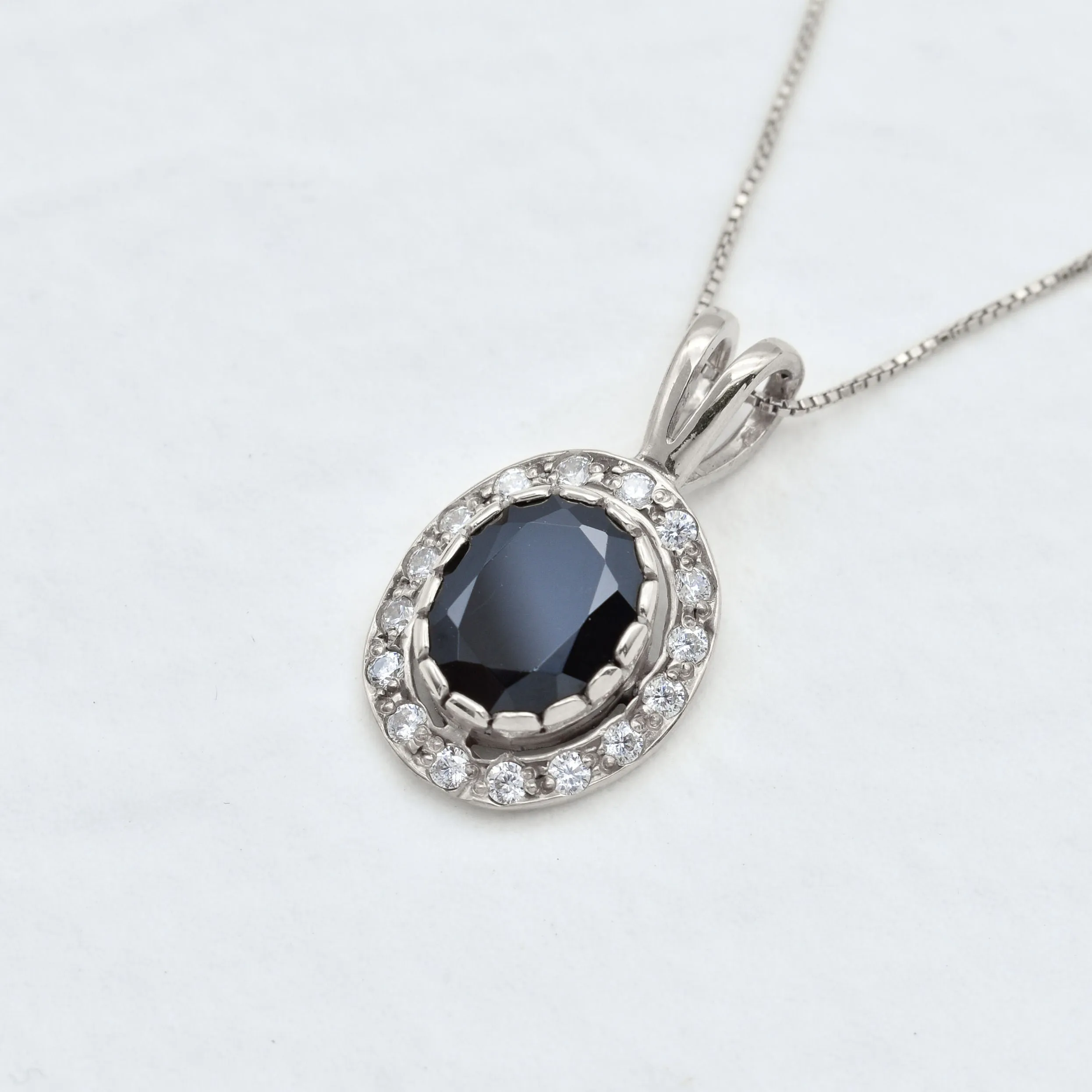 Black Onyx Pendant - Vintage Onyx Necklace - Classy Oval Pendant