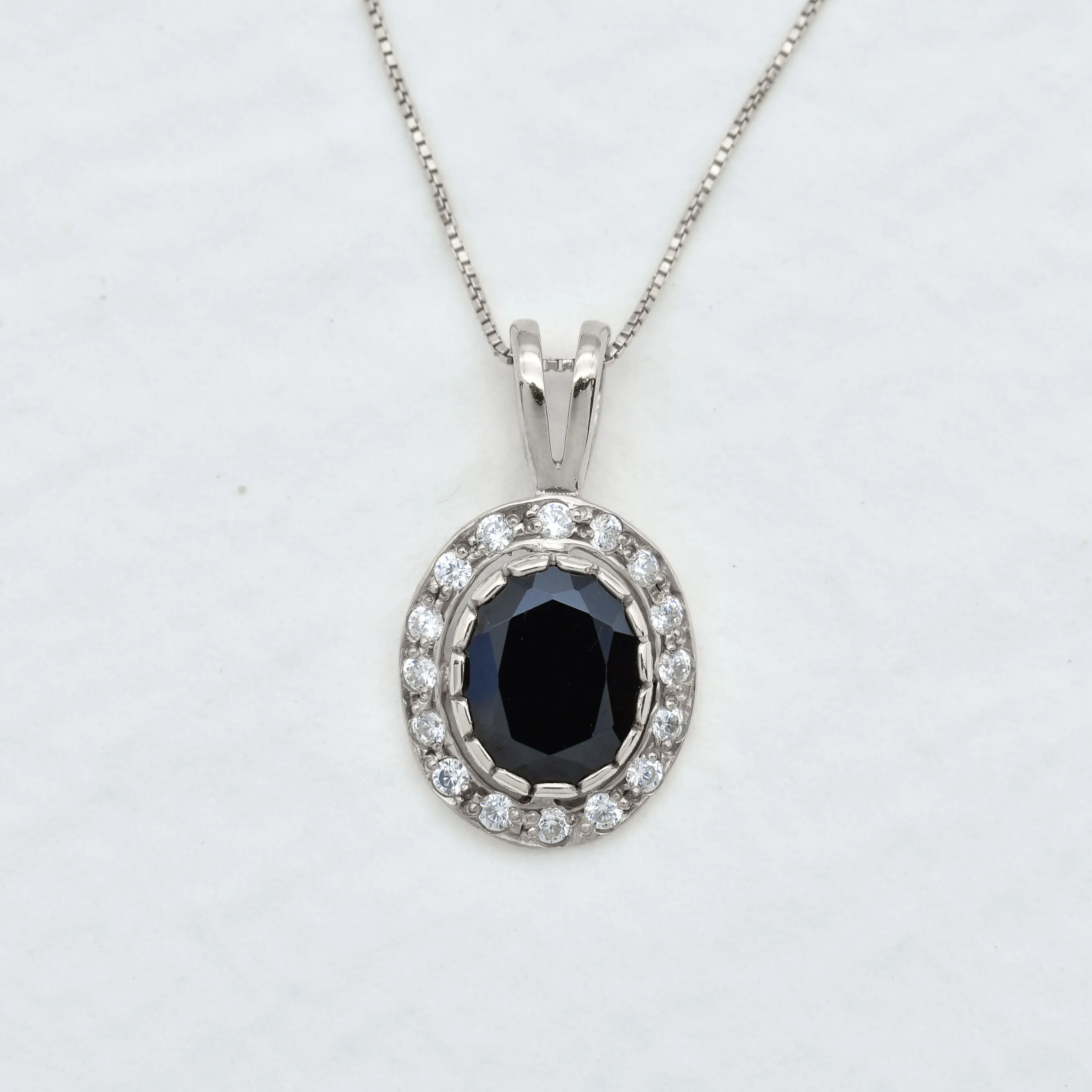 Black Onyx Pendant - Vintage Onyx Necklace - Classy Oval Pendant
