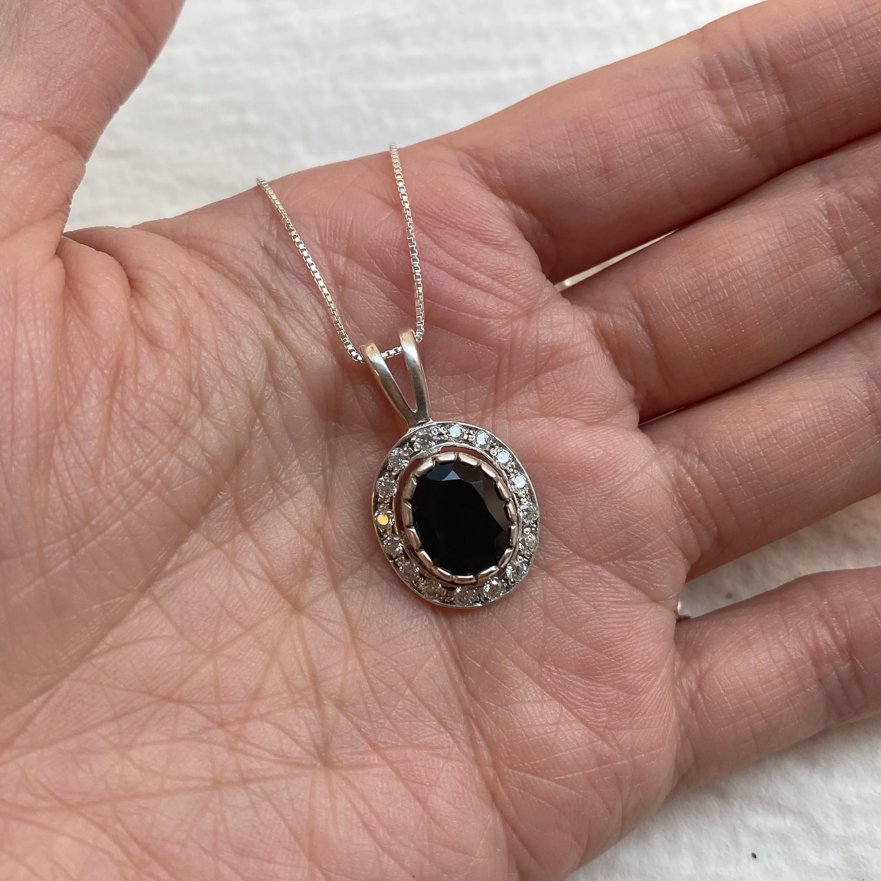 Black Onyx Pendant - Vintage Onyx Necklace - Classy Oval Pendant