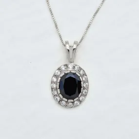 Black Onyx Pendant - Vintage Onyx Necklace - Classy Oval Pendant