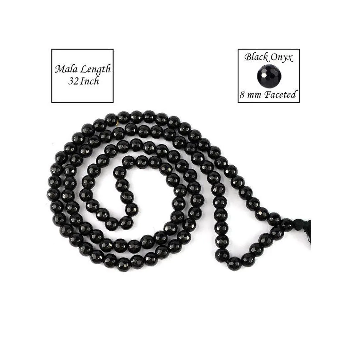 Black Onyx Round Beads Mala
