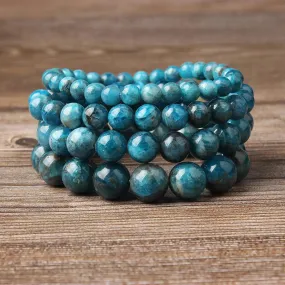 Blue Apatite Bracelet For Men Women, Natural Stone Beads, Stacking Bracelet, Healing Stones, Management, Motivation, Personal Growth