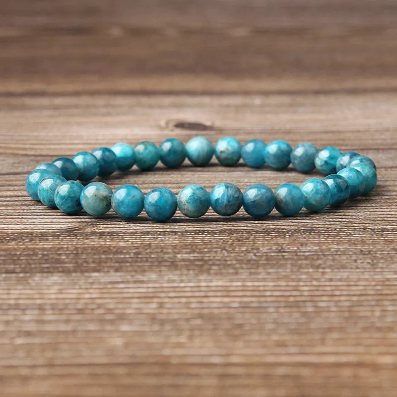 Blue Apatite Bracelet For Men Women, Natural Stone Beads, Stacking Bracelet, Healing Stones, Management, Motivation, Personal Growth