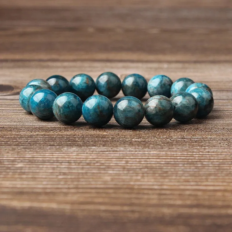 Blue Apatite Bracelet For Men Women, Natural Stone Beads, Stacking Bracelet, Healing Stones, Management, Motivation, Personal Growth