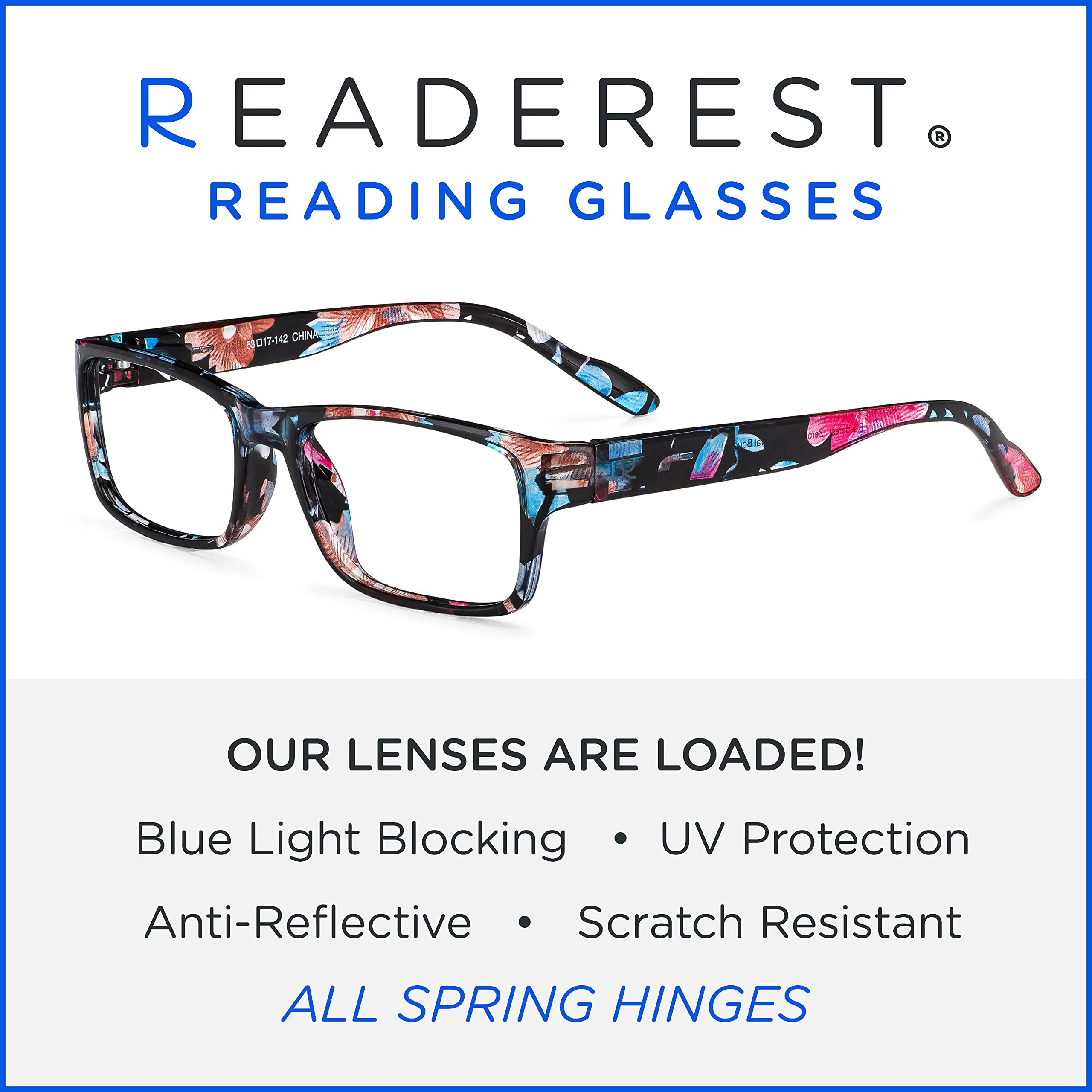 Blue-Light-Blocking-Reading-Glasses-Floral-0-00-Magnification Anti Glare