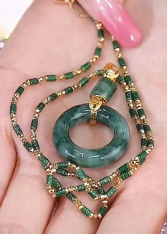 Boutique Jade Agate Bamboo Knot Pendant Necklace ML0277