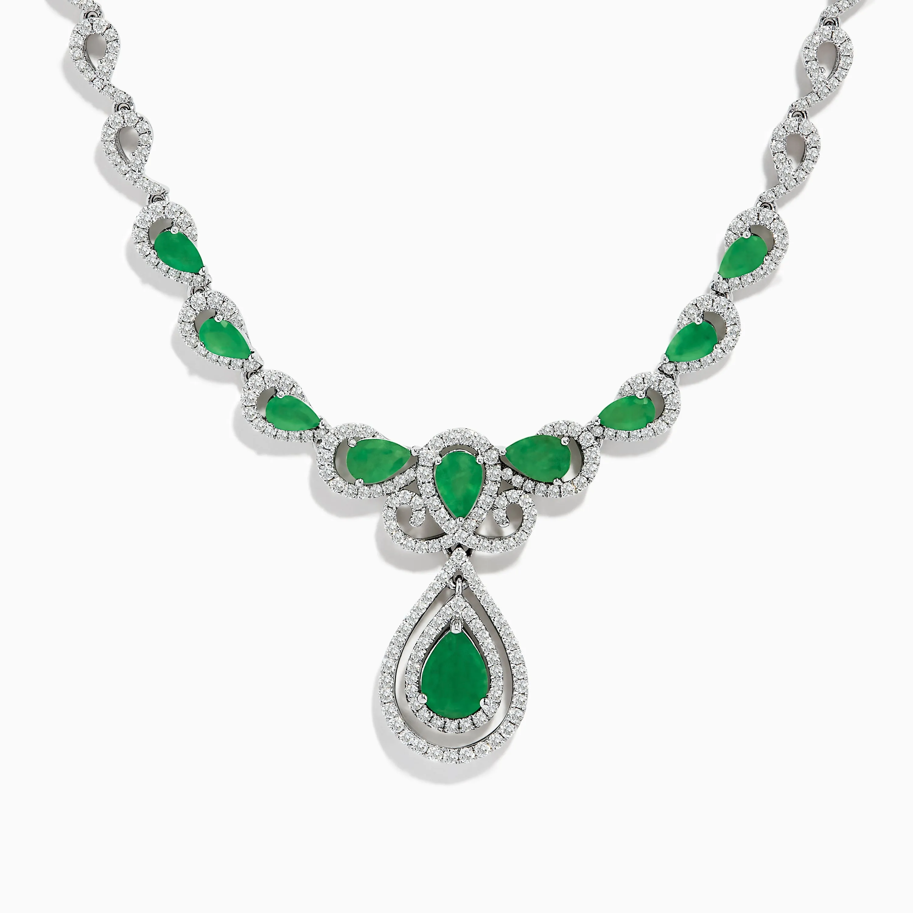 Brasilica 14K White Gold Emerald and Diamond Necklace