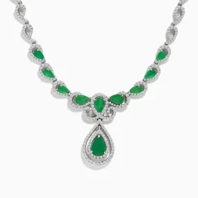 Brasilica 14K White Gold Emerald and Diamond Necklace
