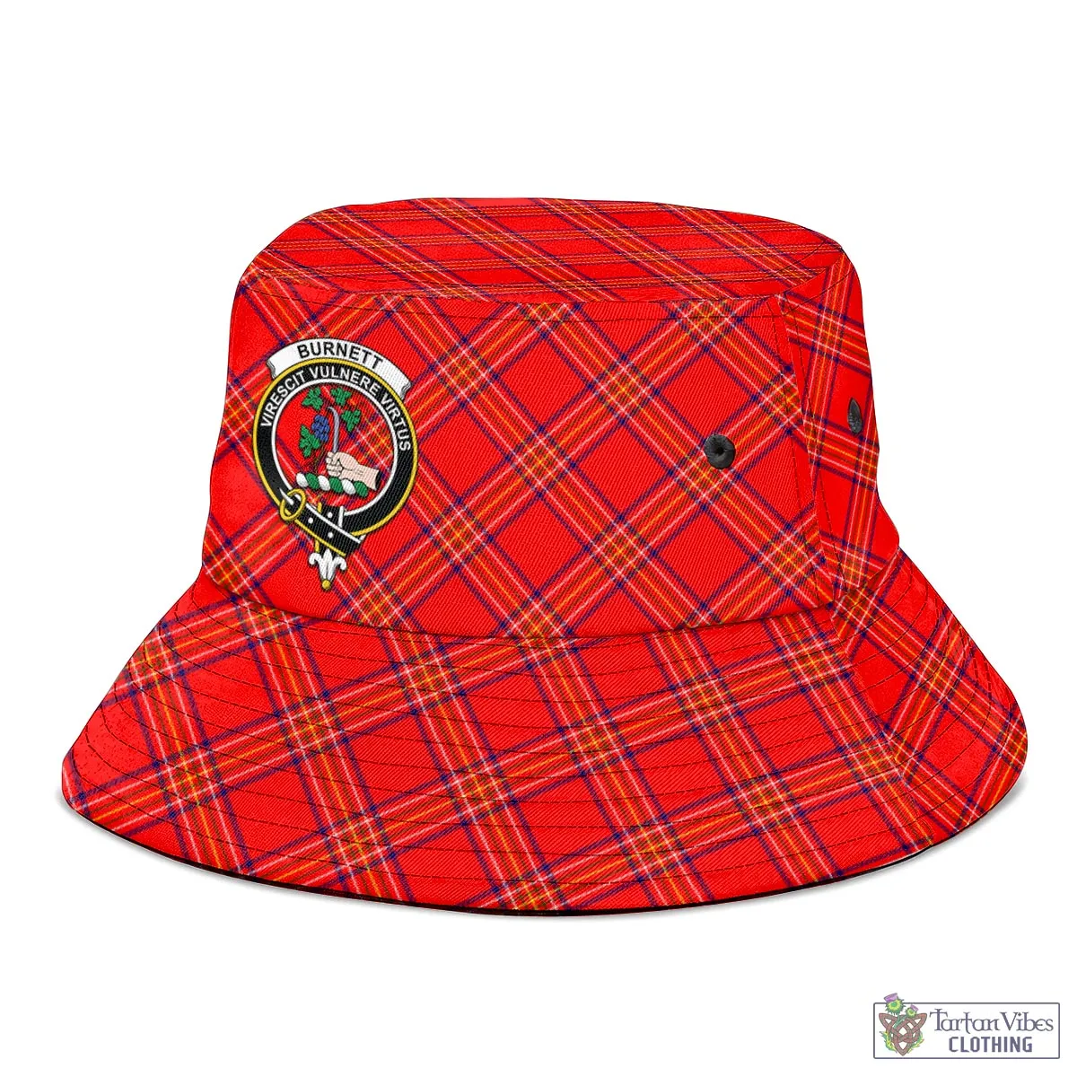 Burnett Modern Tartan Bucket Hat with Family Crest
