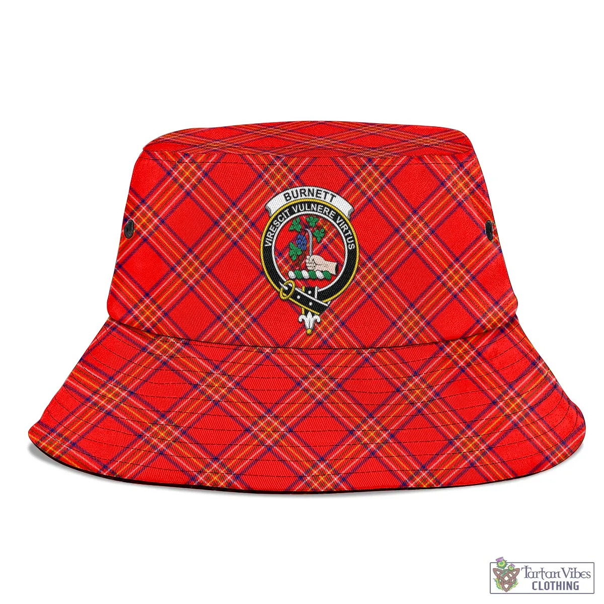 Burnett Modern Tartan Bucket Hat with Family Crest