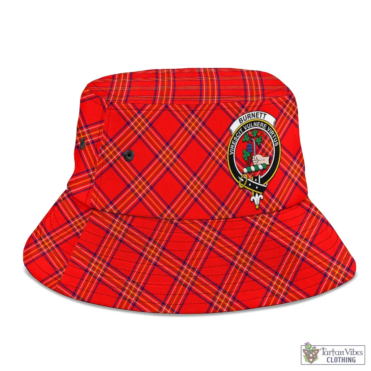 Burnett Modern Tartan Bucket Hat with Family Crest