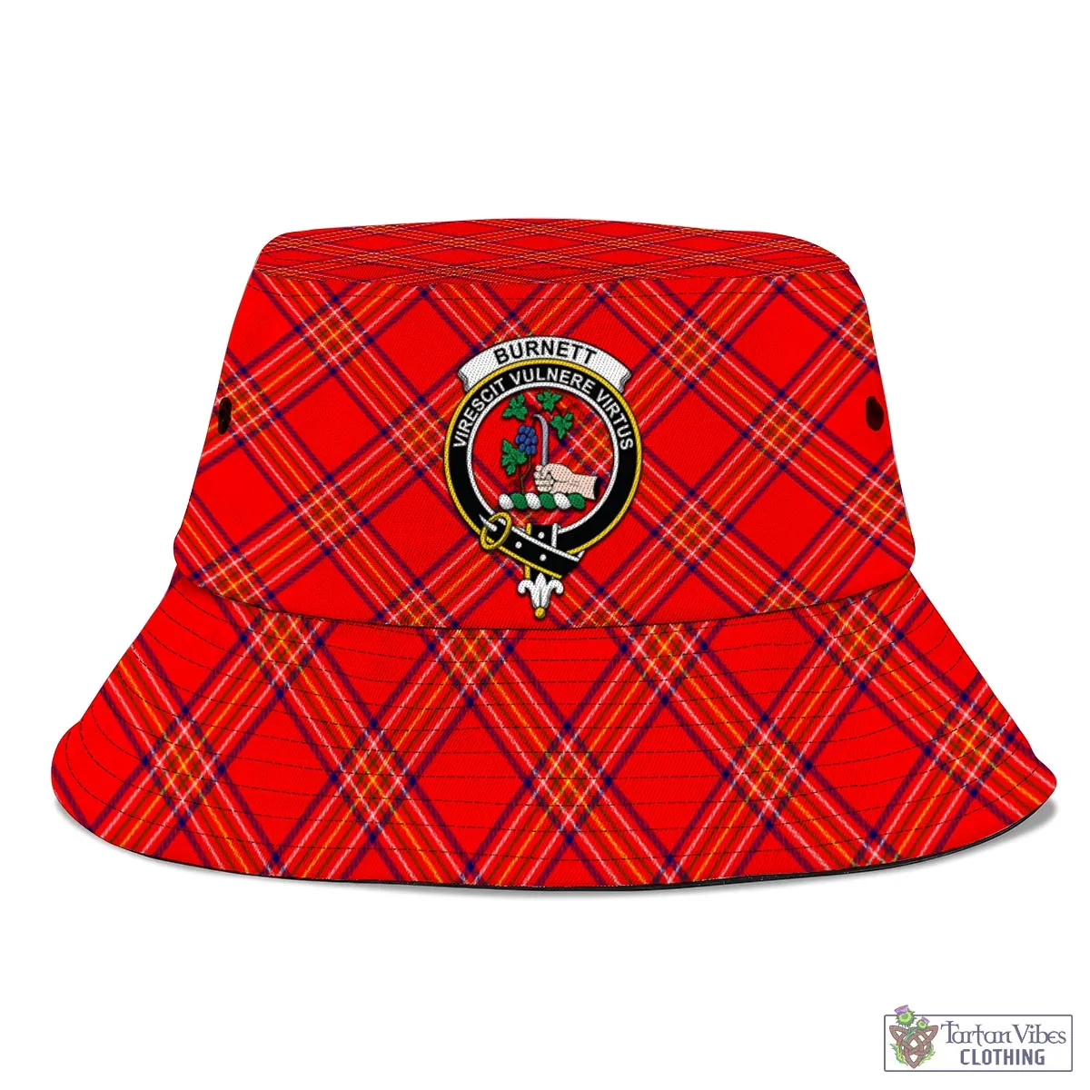 Burnett Modern Tartan Bucket Hat with Family Crest