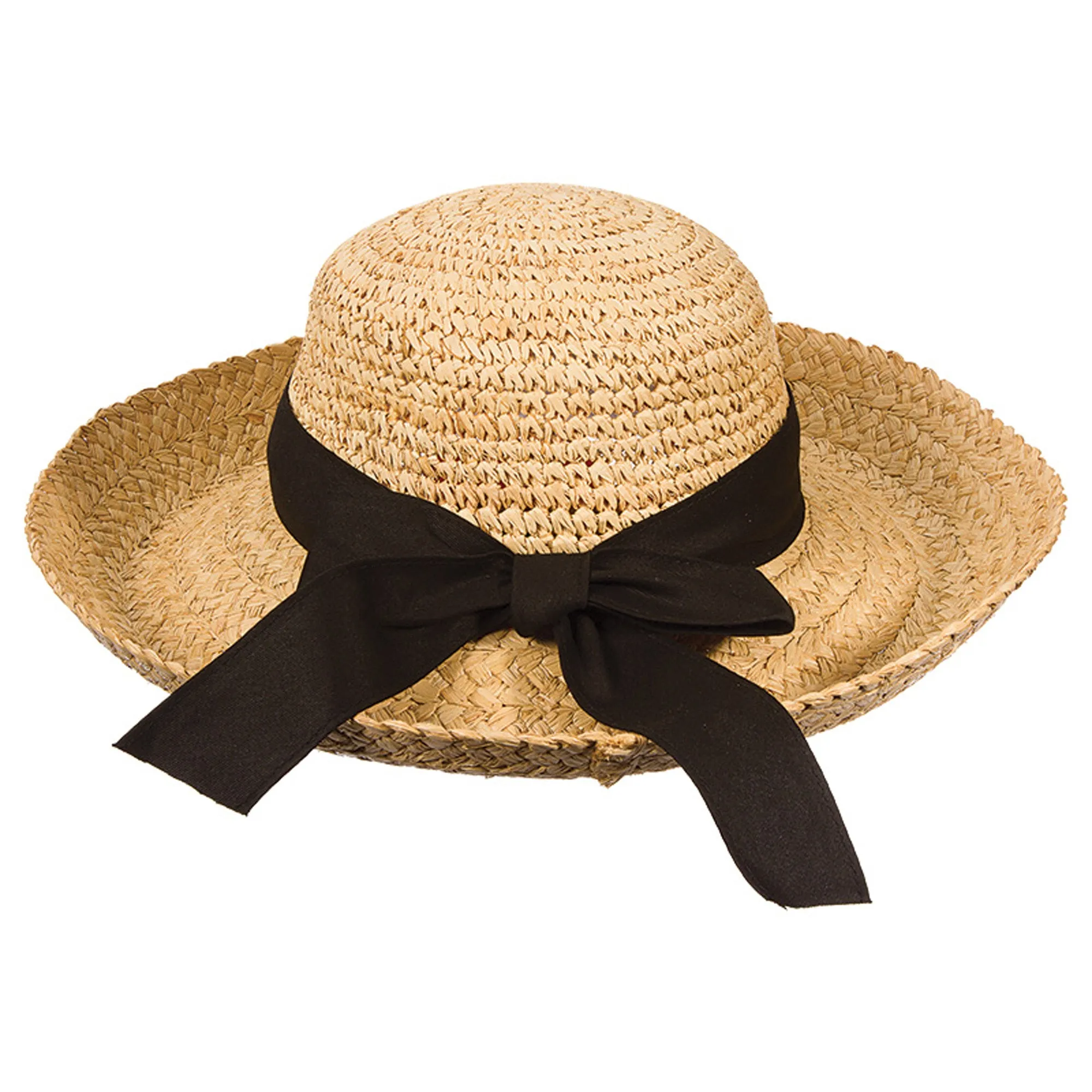 C- Scala Womens "ROCKPORT" Hand Crocheted Raffia Sunhat with 4" Brim, Style# LR651