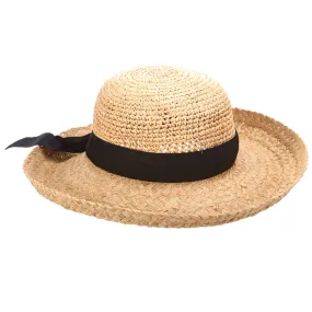 C- Scala Womens "ROCKPORT" Hand Crocheted Raffia Sunhat with 4" Brim, Style# LR651