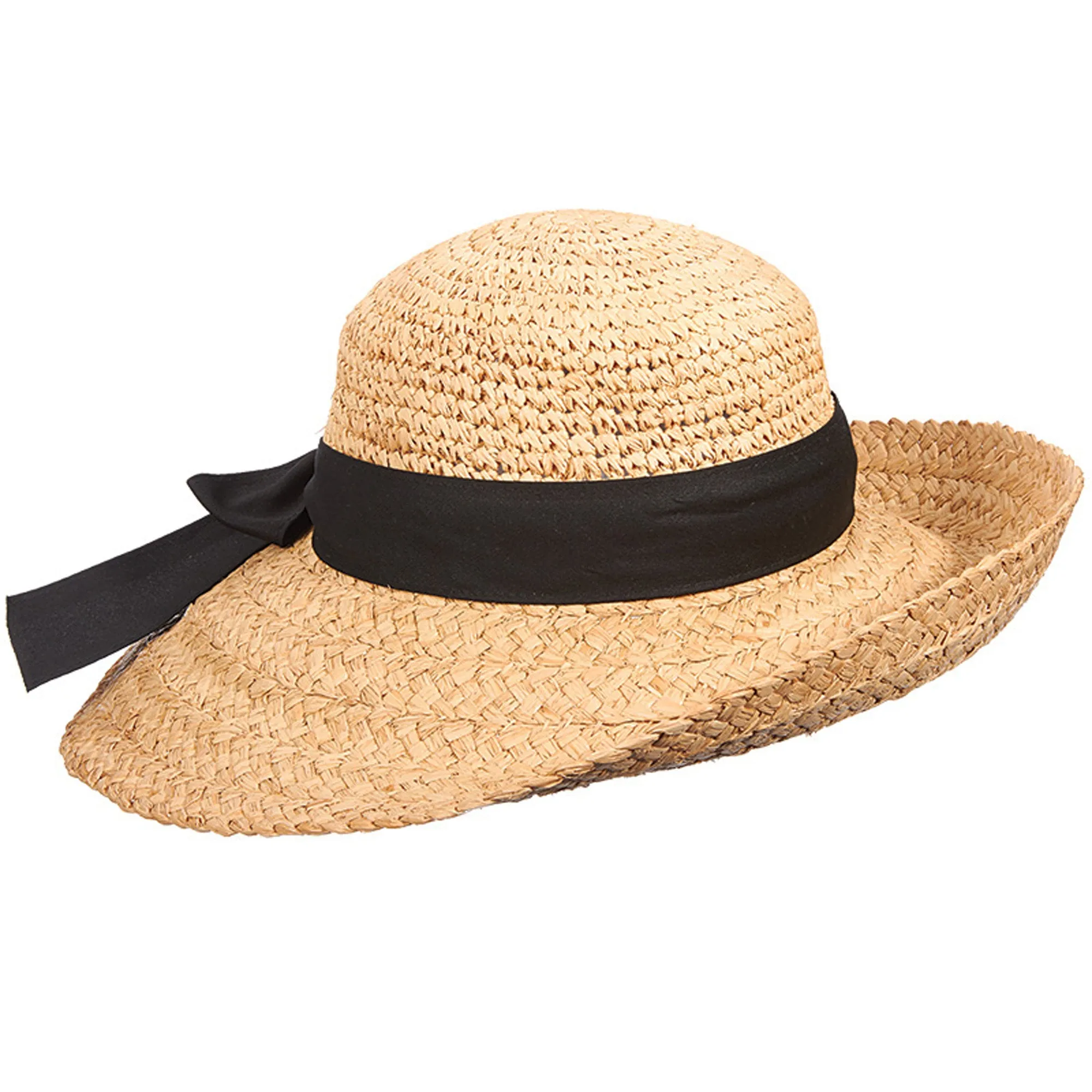C- Scala Womens "ROCKPORT" Hand Crocheted Raffia Sunhat with 4" Brim, Style# LR651