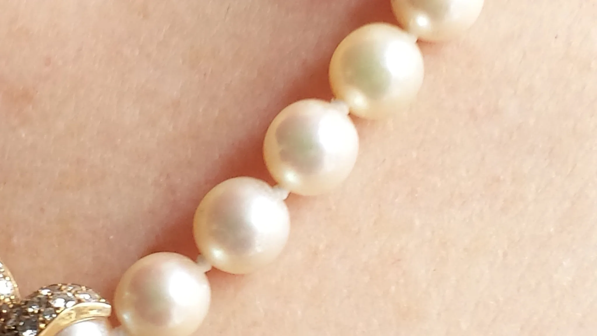 Cartier Akoya Pearl Dolphin Necklace in 18K Gold set with Diamonds & Emerald