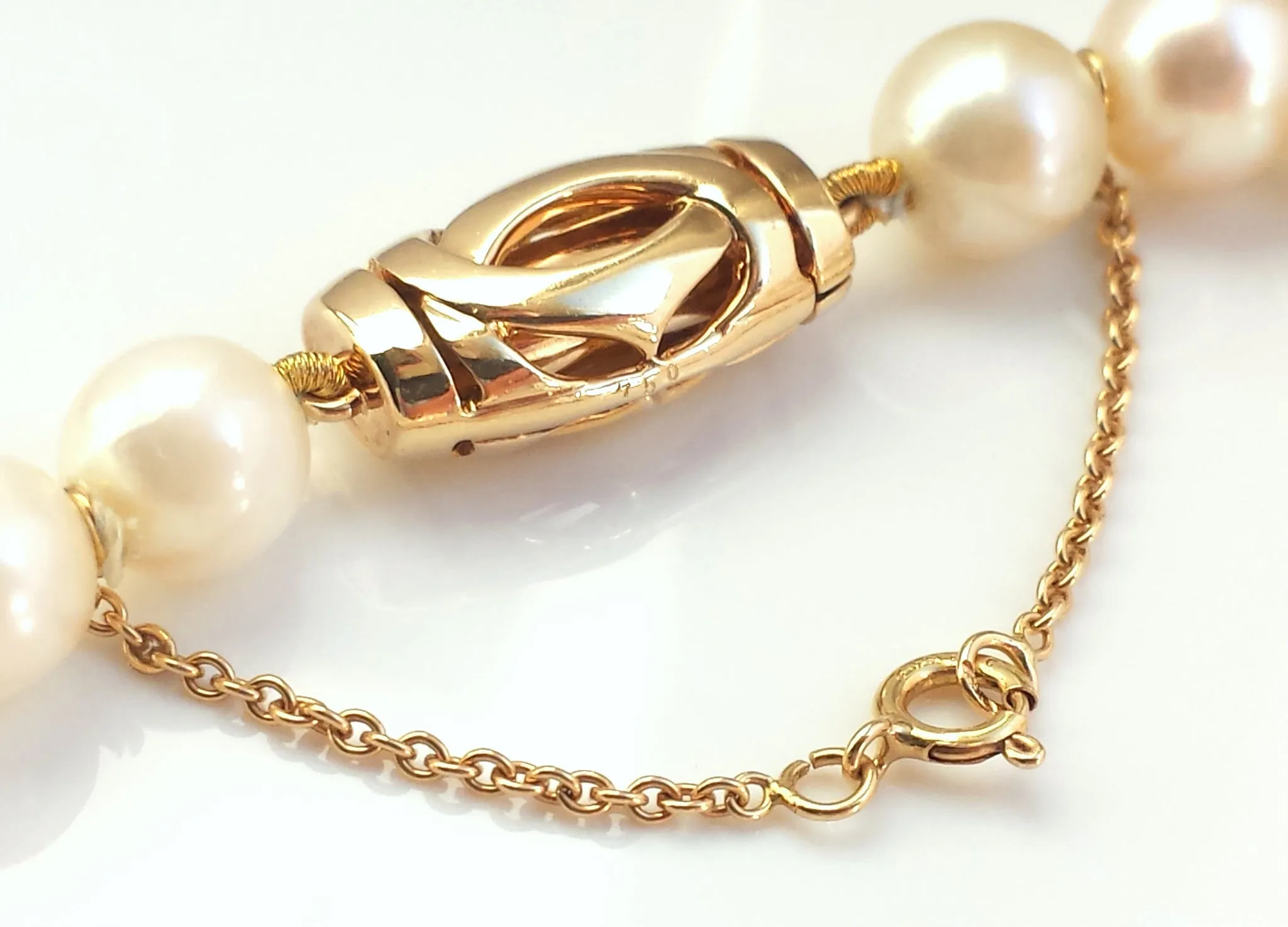 Cartier Akoya Pearl Dolphin Necklace in 18K Gold set with Diamonds & Emerald