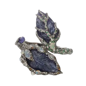 Carved Tanzanite Leaf Bangle