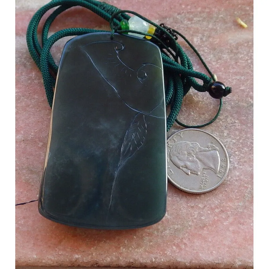 Certified Burma Natural A Jade Jadeite Landscape Painting Tree Guanyin Kwan Yin Necklace