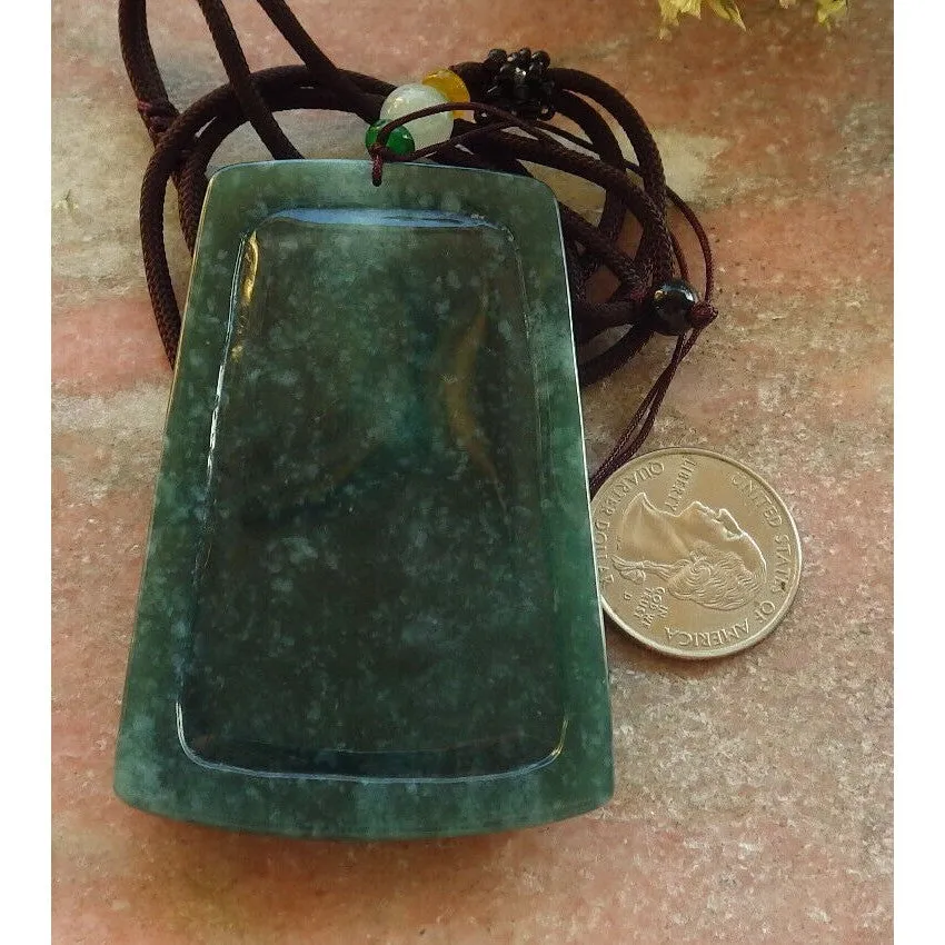 Certified Green Natural A Jade Jadeite Pendant Dragon Guanyin Kwan Yin Necklace
