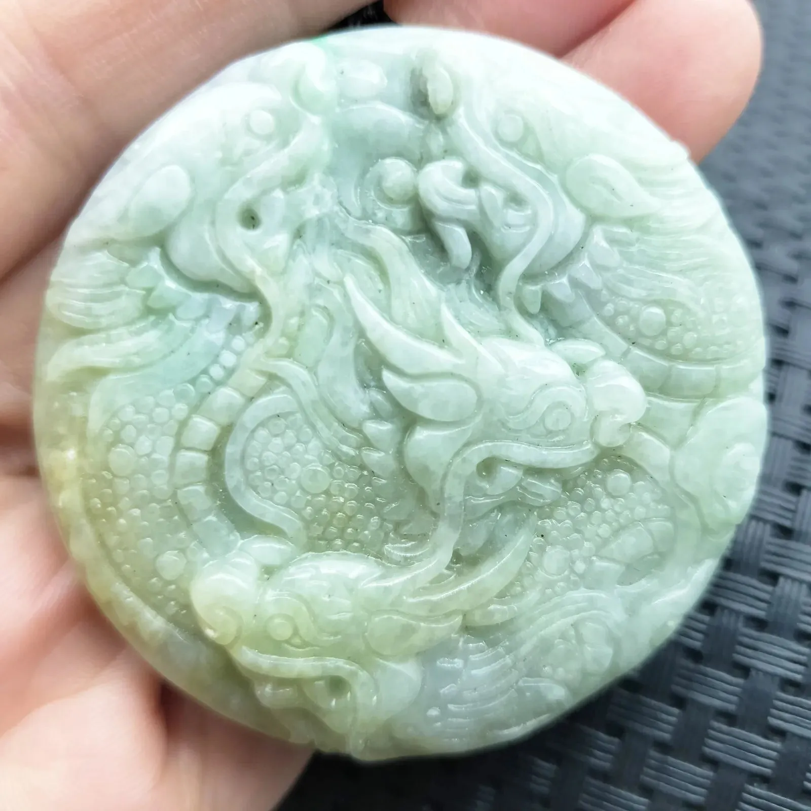 Certified Yellow Lavender Natural A Jadeite Carved Nine Dragons Pendant