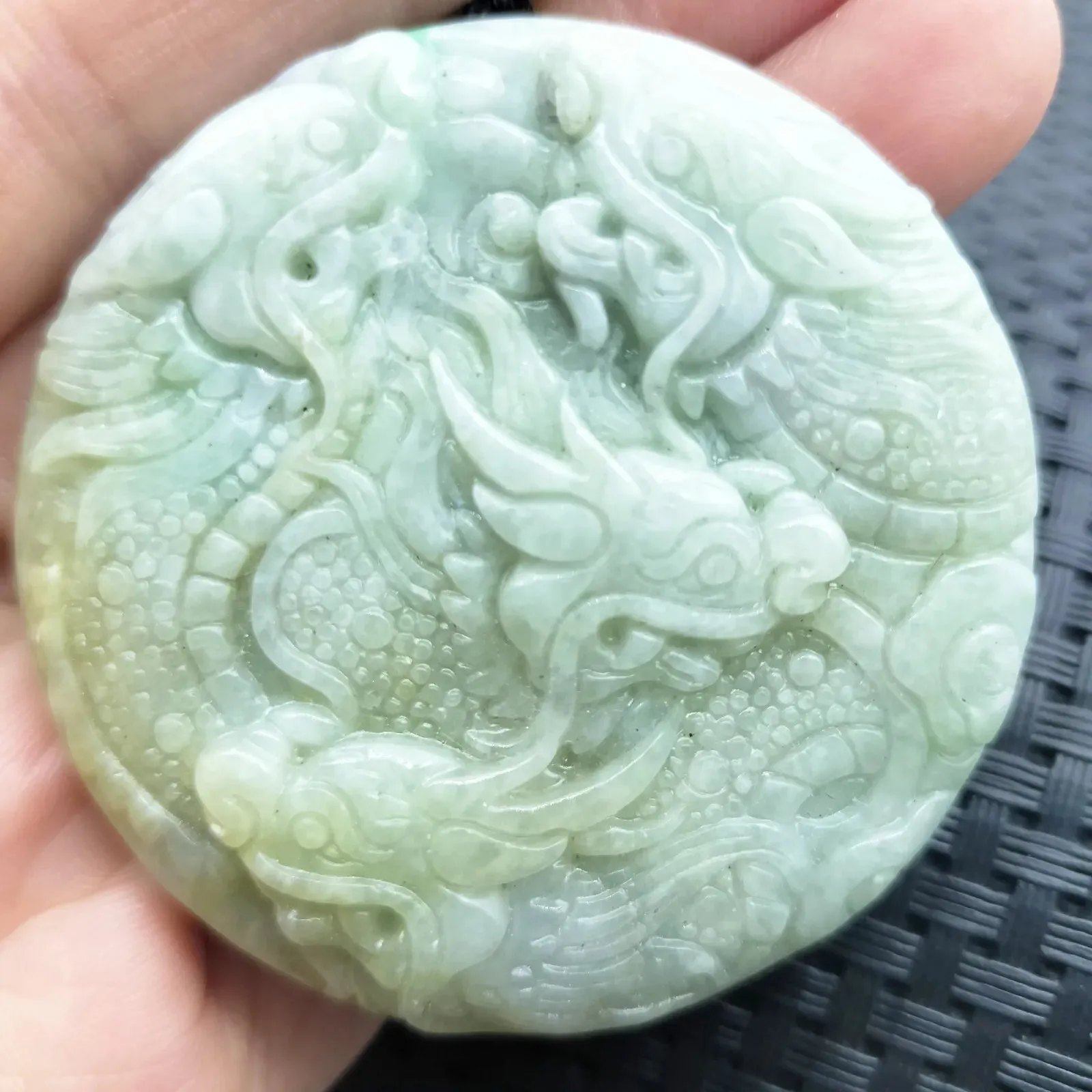 Certified Yellow Lavender Natural A Jadeite Carved Nine Dragons Pendant