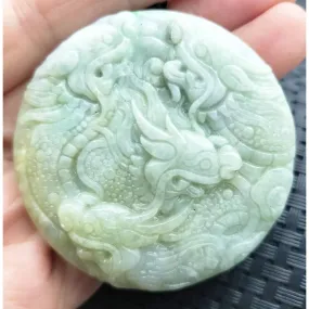 Certified Yellow Lavender Natural A Jadeite Carved Nine Dragons Pendant