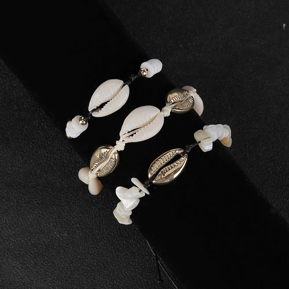 Charm Shell Bracelet with Raw Quartz Stone