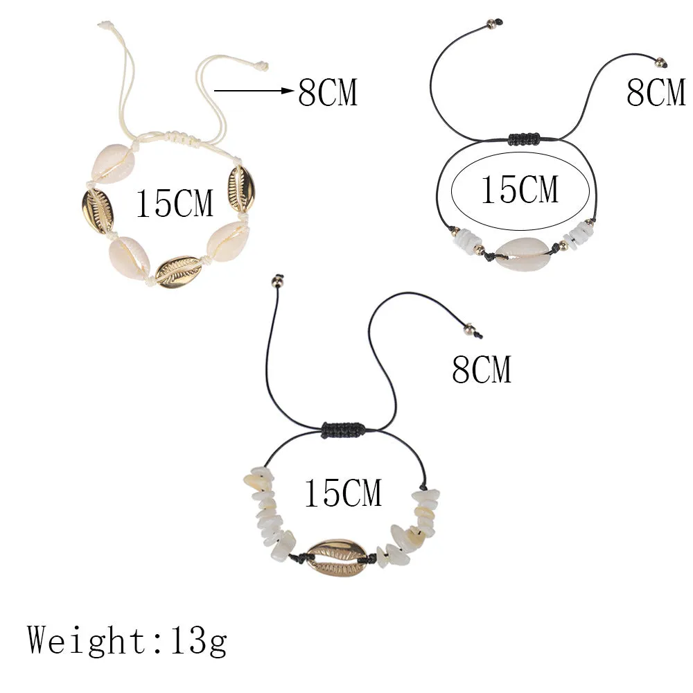 Charm Shell Bracelet with Raw Quartz Stone