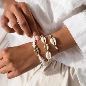 Charm Shell Bracelet with Raw Quartz Stone