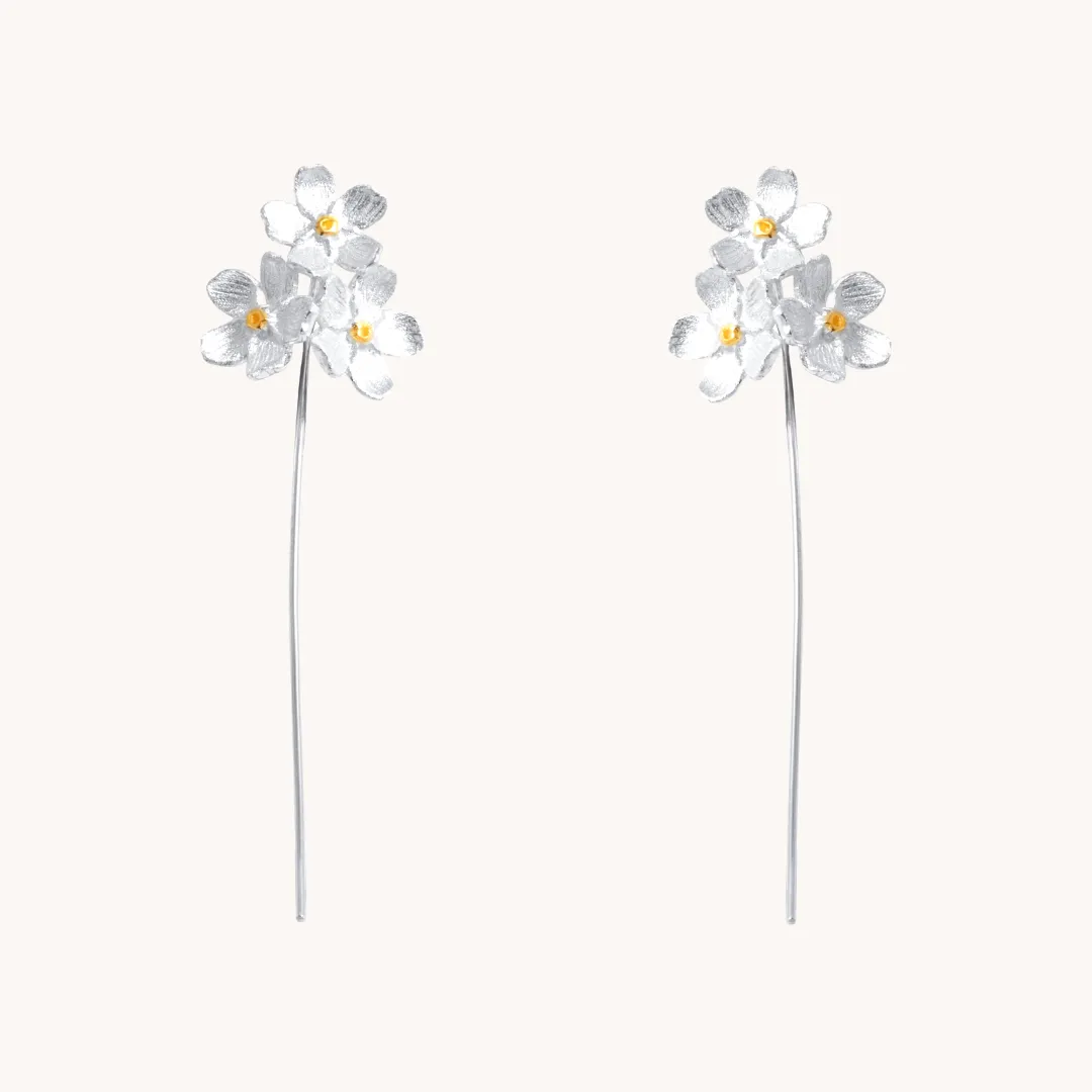 Cherry Blossom Bunch Silver Drop Earrings W.