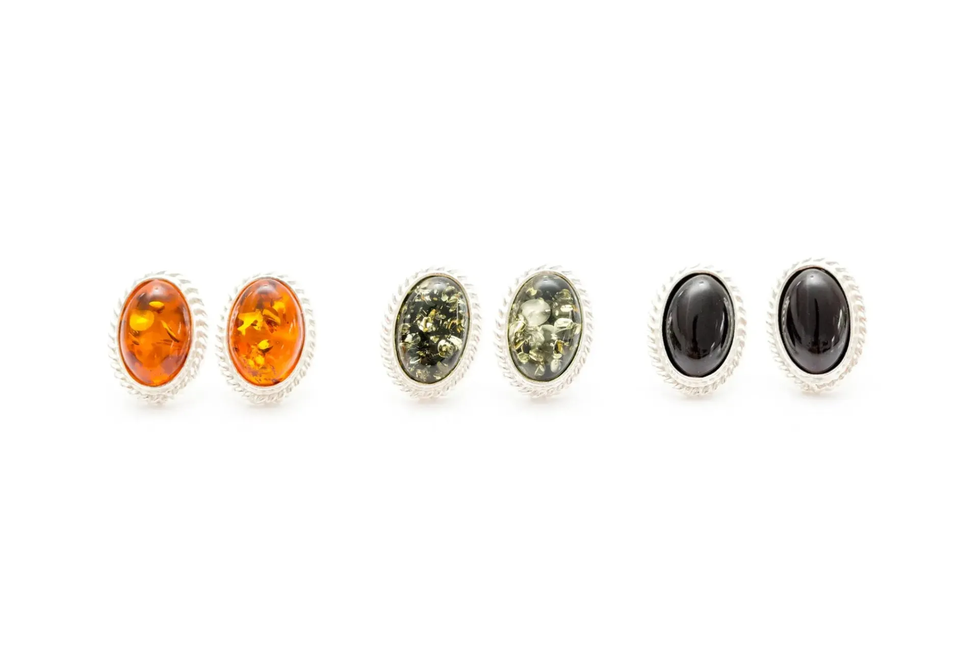 Cherry Red Amber Quintessence Stud Earrings | Sterling Silver