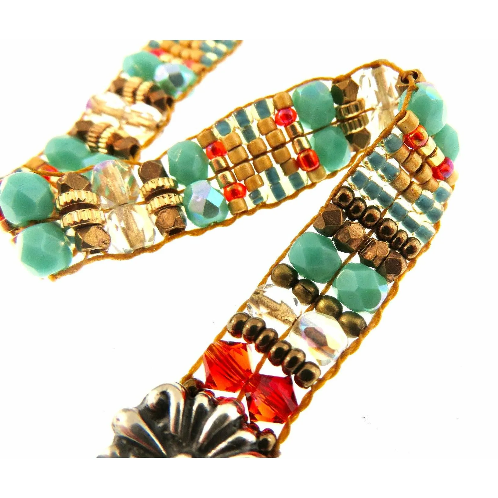 Chili Rose  "Santa Fe Dreams " Narrow Tiffany  Bracelet Flower Ends