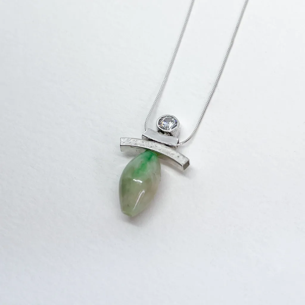 Chinese Jade & CZ Balance Slider Necklace