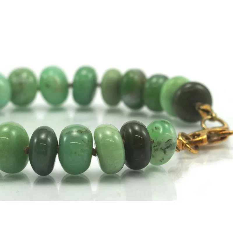 Chrysoprase Bracelet with Gold Filled Fancy Lobster Claw Clasp