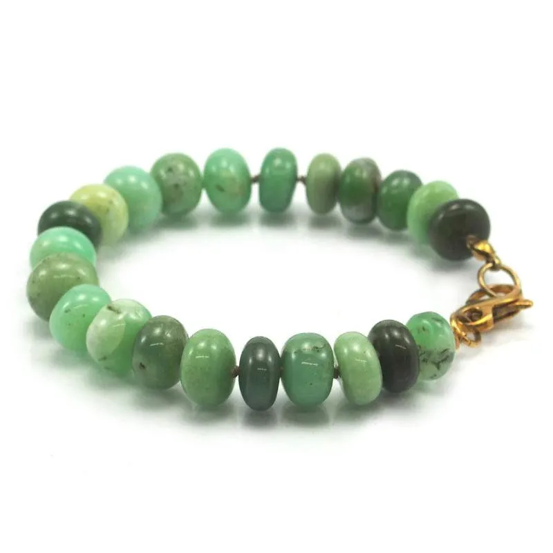 Chrysoprase Bracelet with Gold Filled Fancy Lobster Claw Clasp