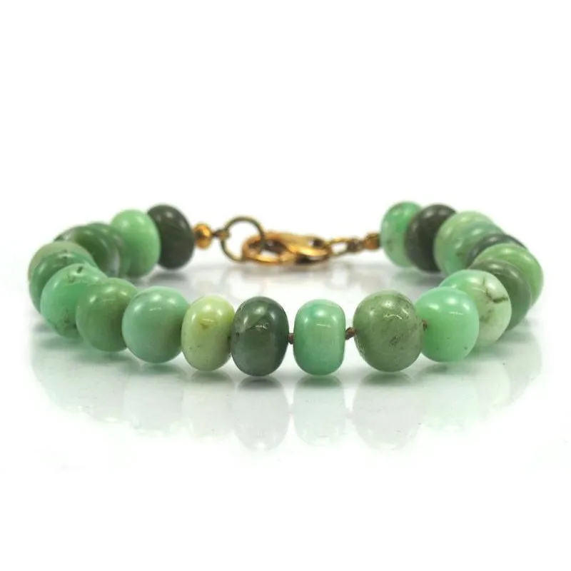 Chrysoprase Bracelet with Gold Filled Fancy Lobster Claw Clasp