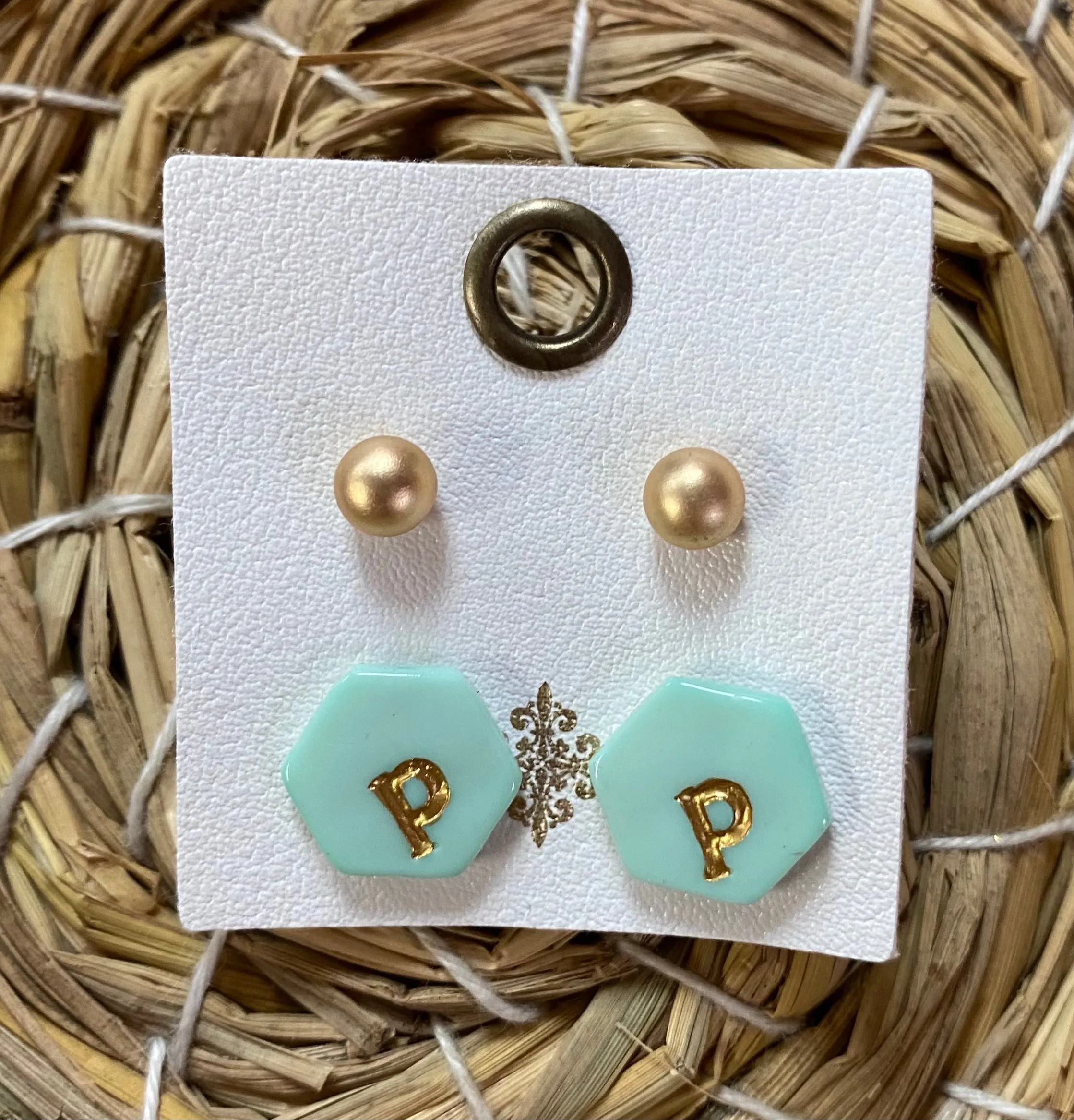 Color Initial Earrings