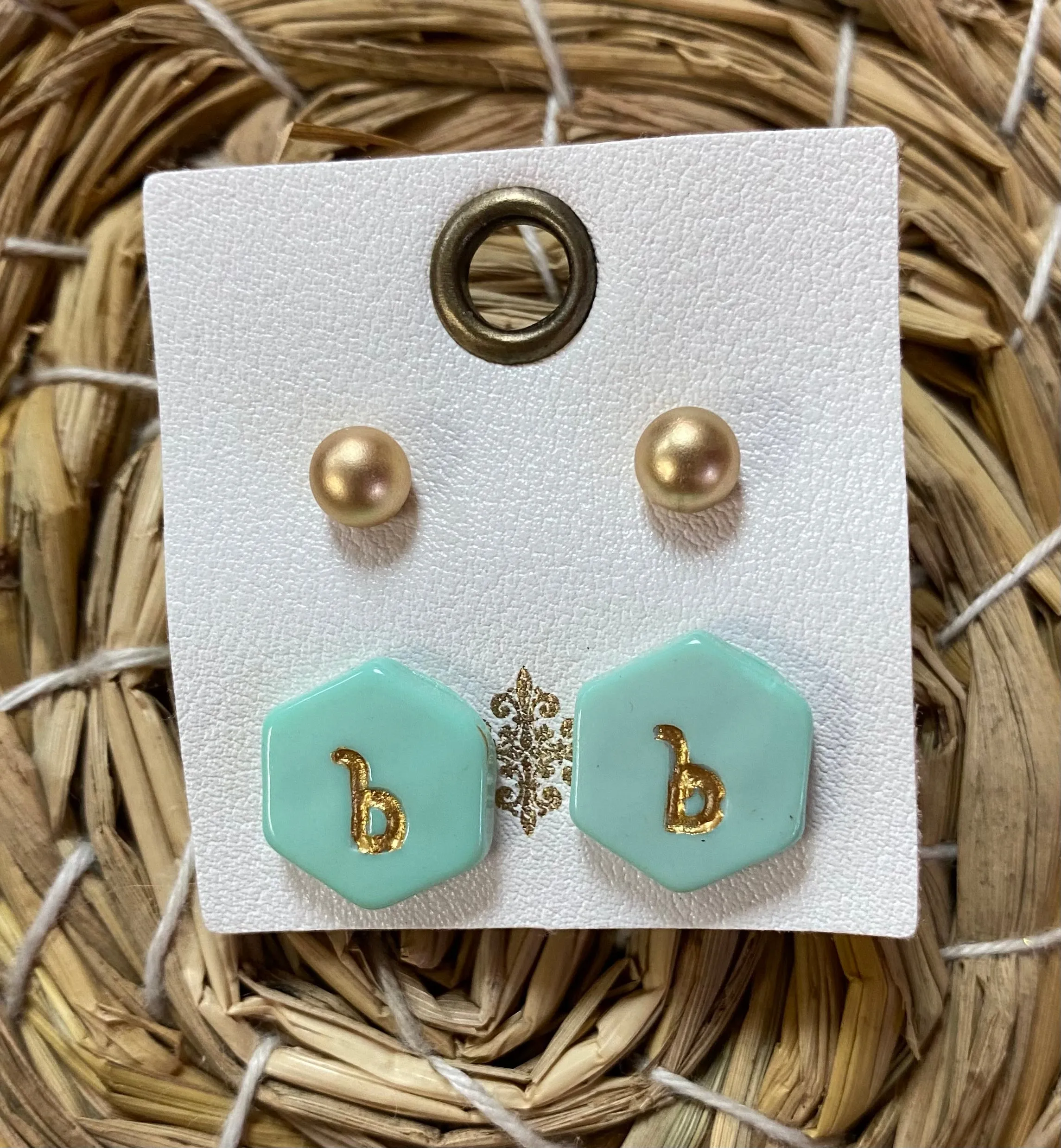 Color Initial Earrings
