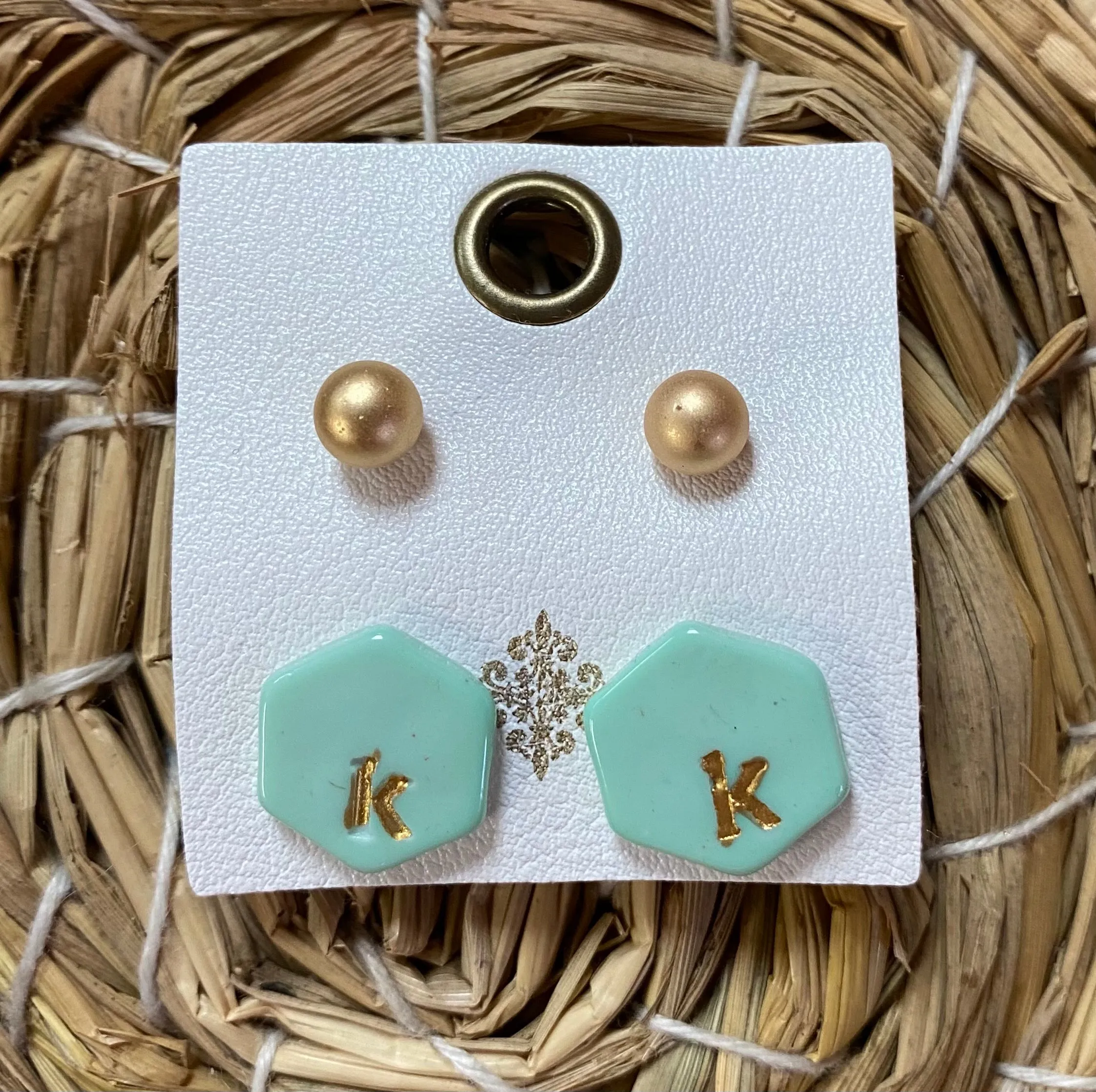 Color Initial Earrings